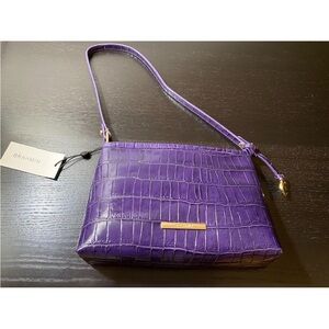 Brahmin Purple Crocodile Embossed Shoulder Bag